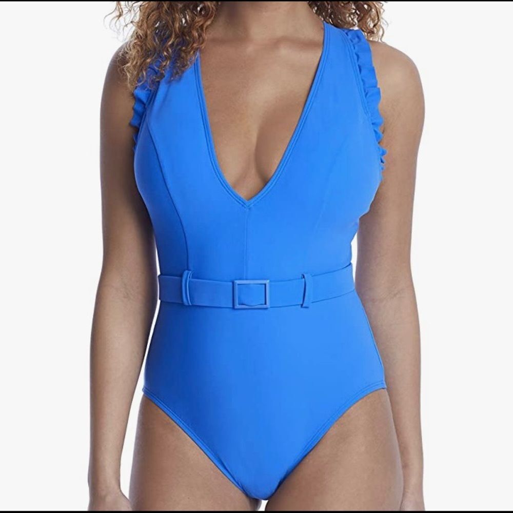 Skinny Dippers Women's Swimwear Jelly Beans Cinch Ruffle Sleeve Swimsu…